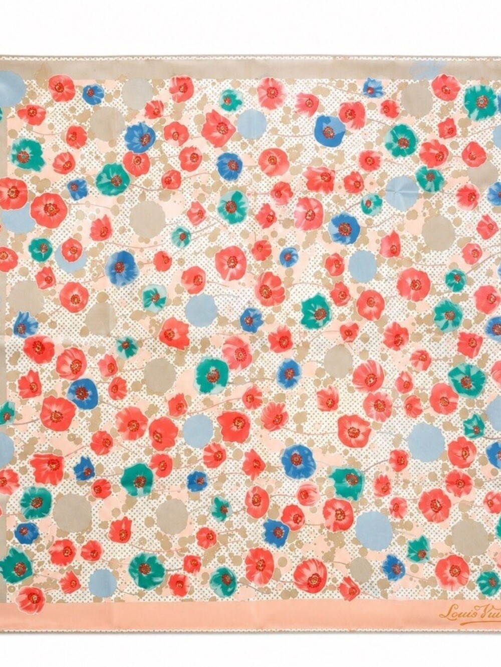 Silk Louis Vuitton Floral Print Square Scarf